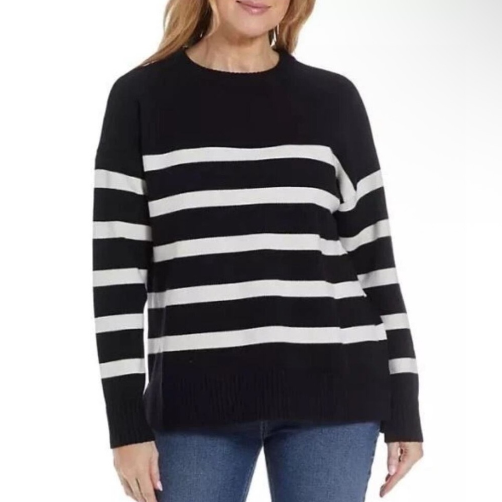 French Connection Black and White Striped Sweater